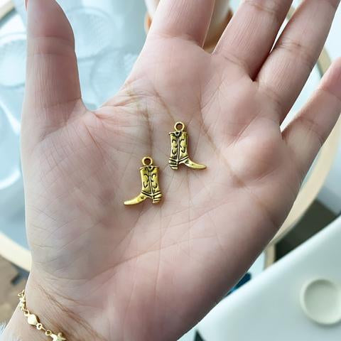 Roop Jewelry, gold plated cowboy boot charms, cowboy boot earrings
