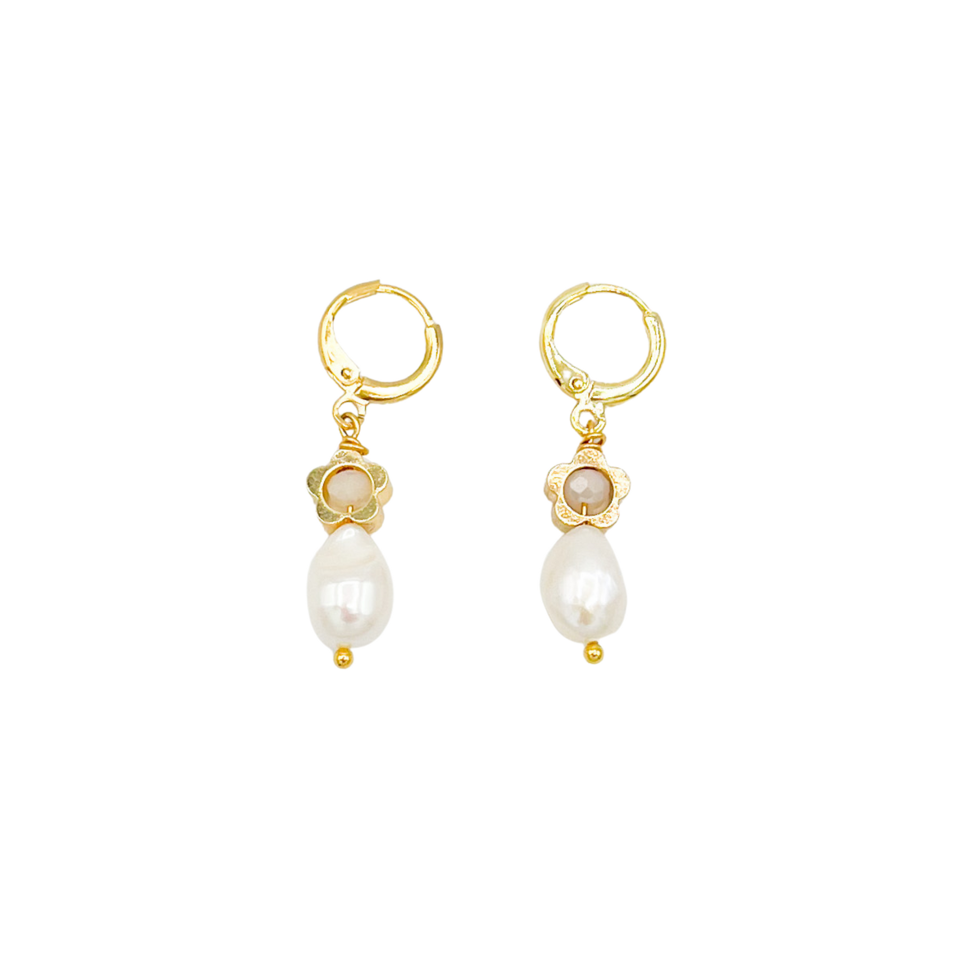 Roop jewelry bloom earrings with freshwater pearl. Roop collection. Jewelry boutique in Oakland, Ca.