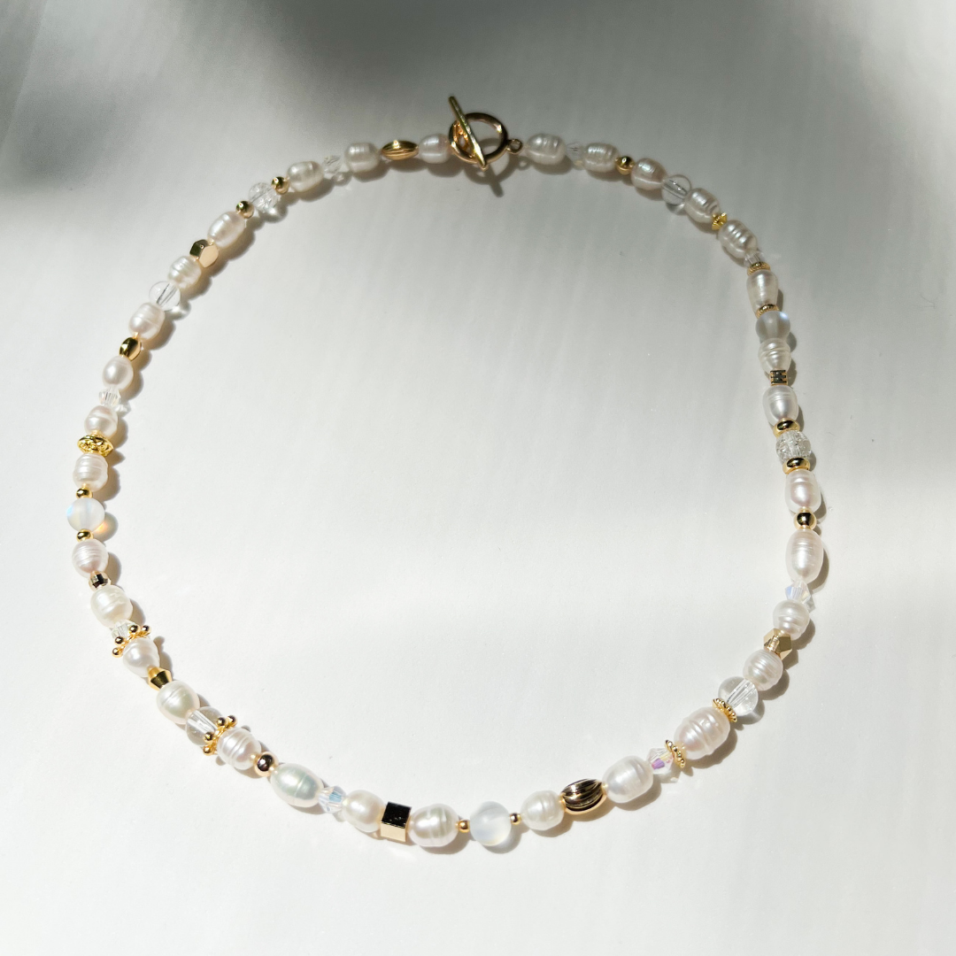 Regencycore necklace with pearls. Roop Jewelry pearl necklace with toggle clasp.