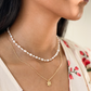 Freshwater pearl necklace with gold filled spring ring clasp. Roop Jewelry.